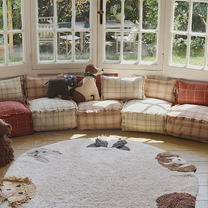 Подушка-пуф Лорена Каналс (Lorena Canals) "Этнос", серо-голубой, 45 х 45 х 45 см